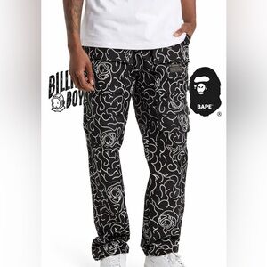 Billionaire Boys Club Black Pants with White Floral Outline Print